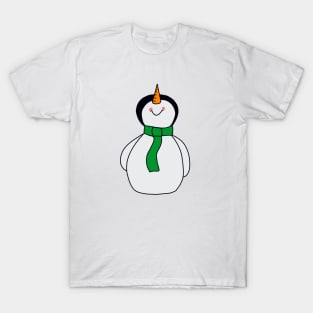 Green Scarf Snowman T-Shirt